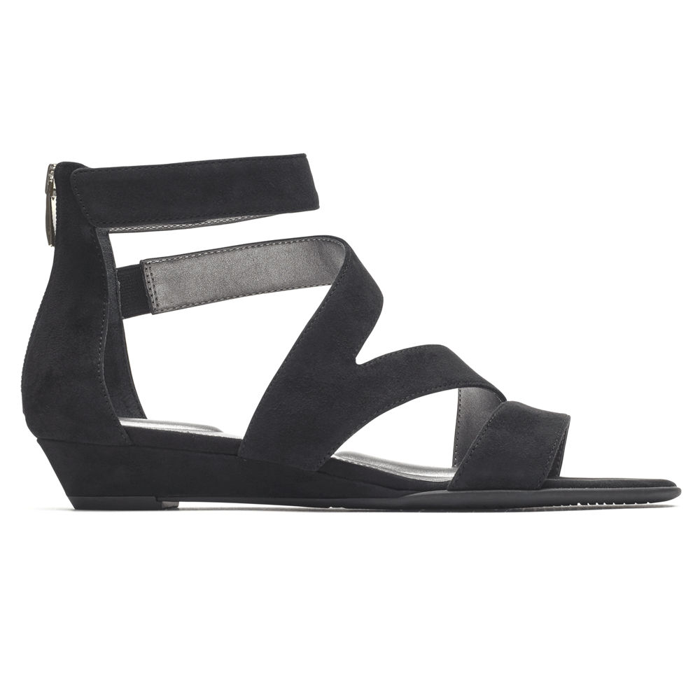 Rockport Womens Total Motion Zandra Strappy - Sandals Black - GTB107385